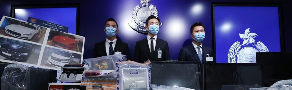 Hong Kong police officers performed seven raids across the city and made 48 arrestes as they clamp down on triad activity.